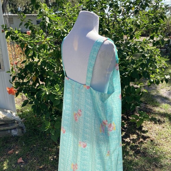 Contessa Di Roma Floral Peignior GOWN & Kimono ROBE 2pc Lot Satin Set Sz M Read - Picture 8 of 14